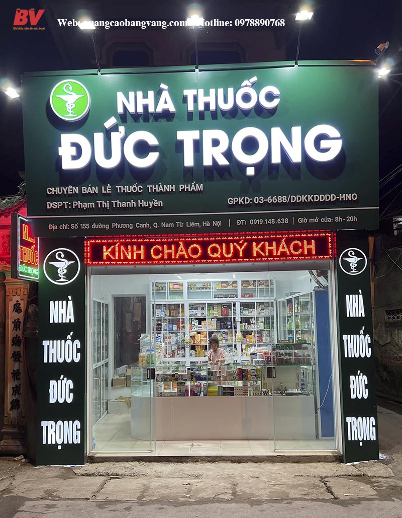 lam bien quang cao nha thuoc duc trong dep sang nhat pho